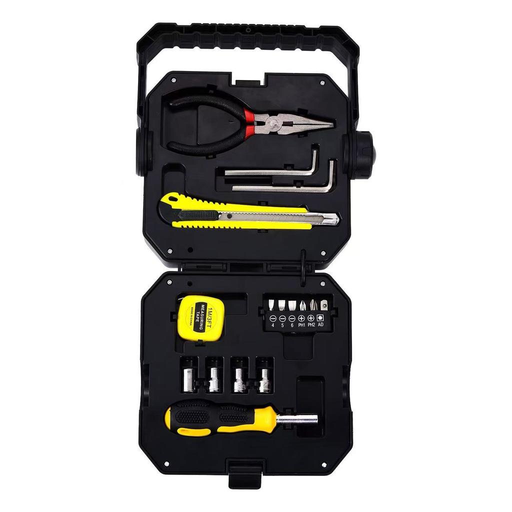 Solar Powerful Flashlight USB Rechargeable LED Multifunctional Camping Lantern with Toolbox Outdoor Tent Light & Power Bank