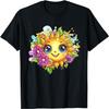 Lachende Sonne umgeben von bunten Blumen T-Shirt