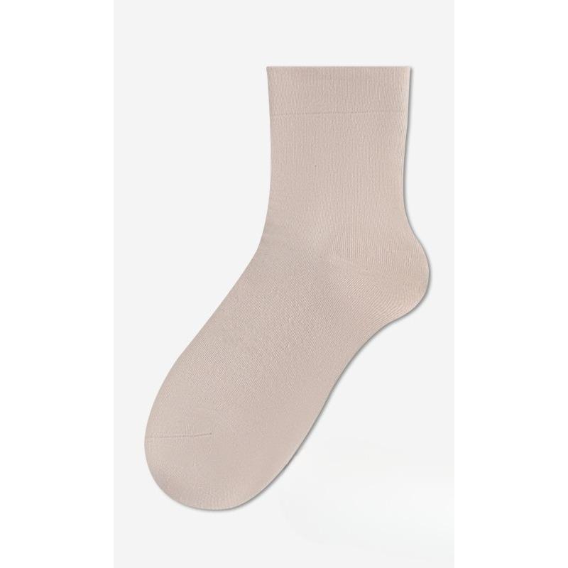 Women's Spring and Autumn Mid-calf Socks, Anti-odor and Sweat-absorbing Pure Cotton Socks, Boneless Socks, Solid Color and Versatile Socks