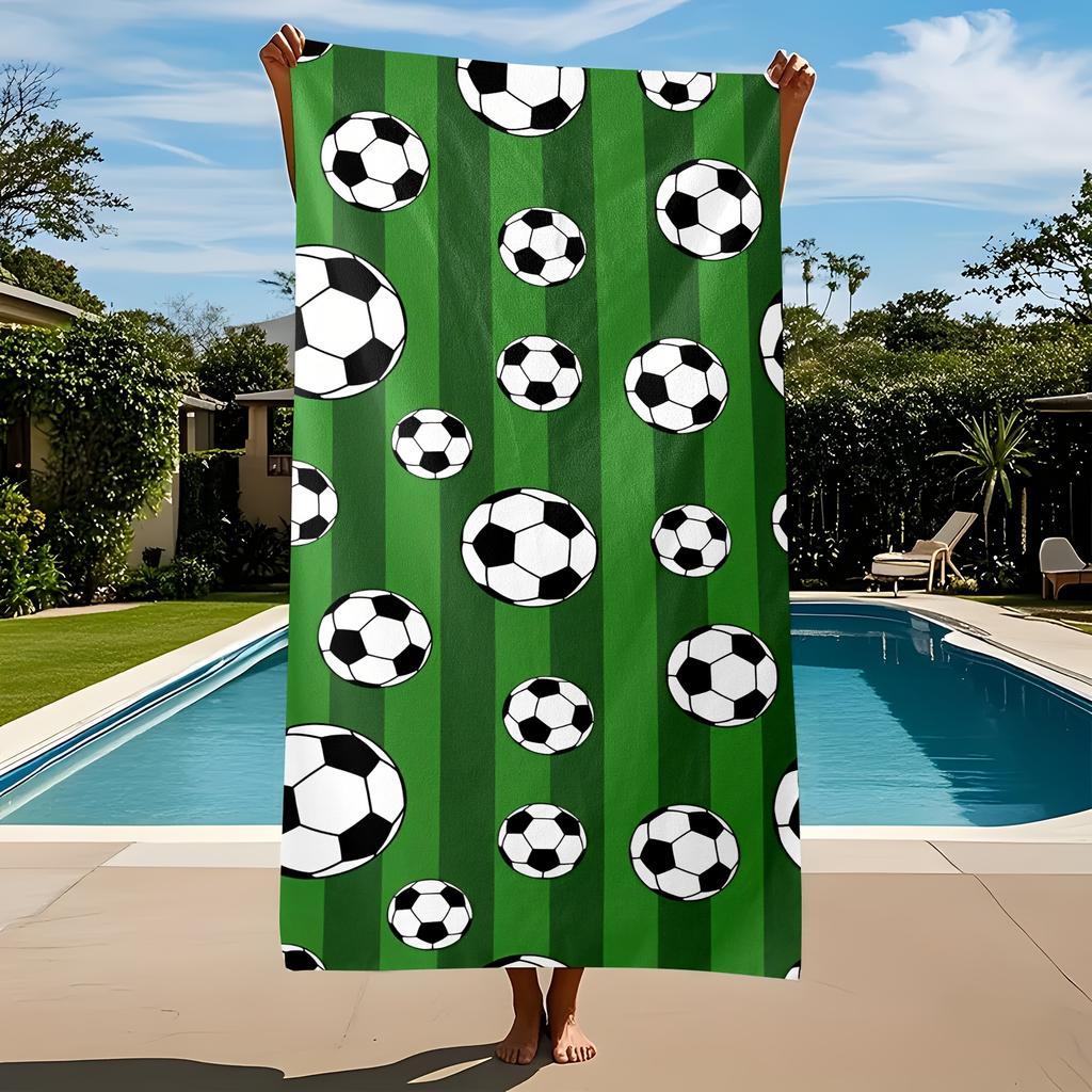 1pc Sports Style Soccer Print Beach Towel, Ideal Spring Summer Gift for Beach Travel Camping Picnic
