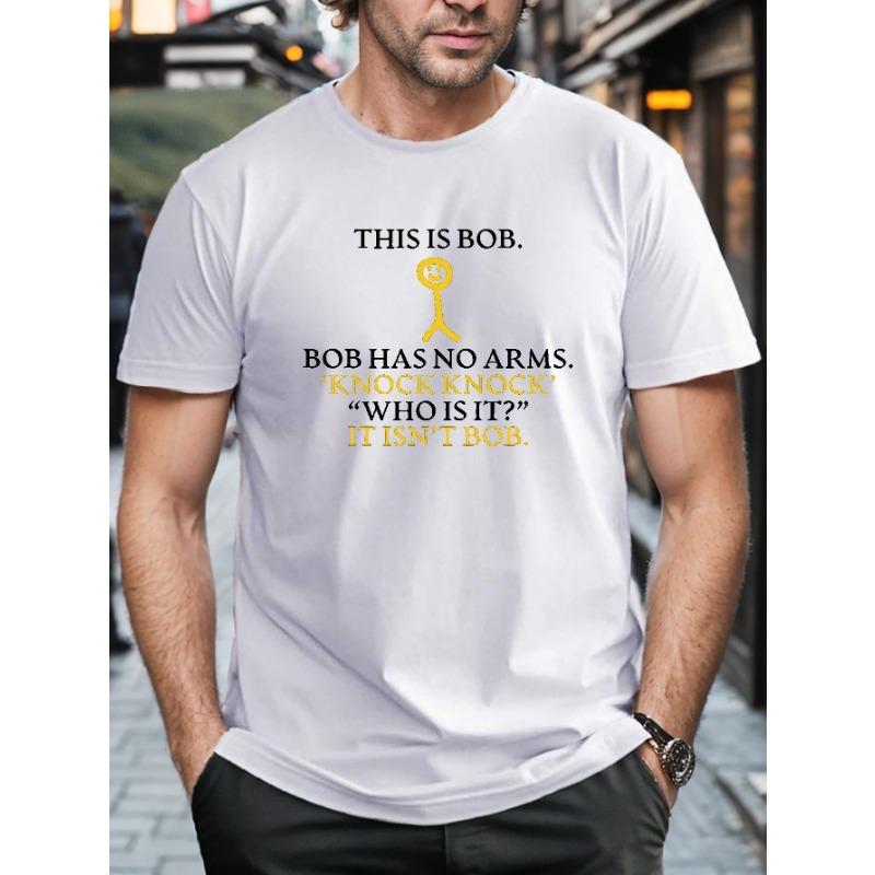 

European sizes Plus Size Men s Funny Letter Print Creative Top, Casual Short Sleeve Crew Neck T-shirt, Men s Clothing For Summer Outdoor 4XL білий