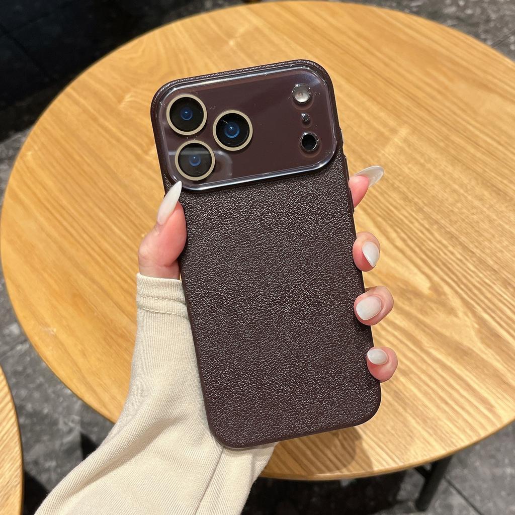 Simple lychee pattern lens is suitable for iPhone16Pro max Apple 17 mobile phone case 14/15 advanced hard case