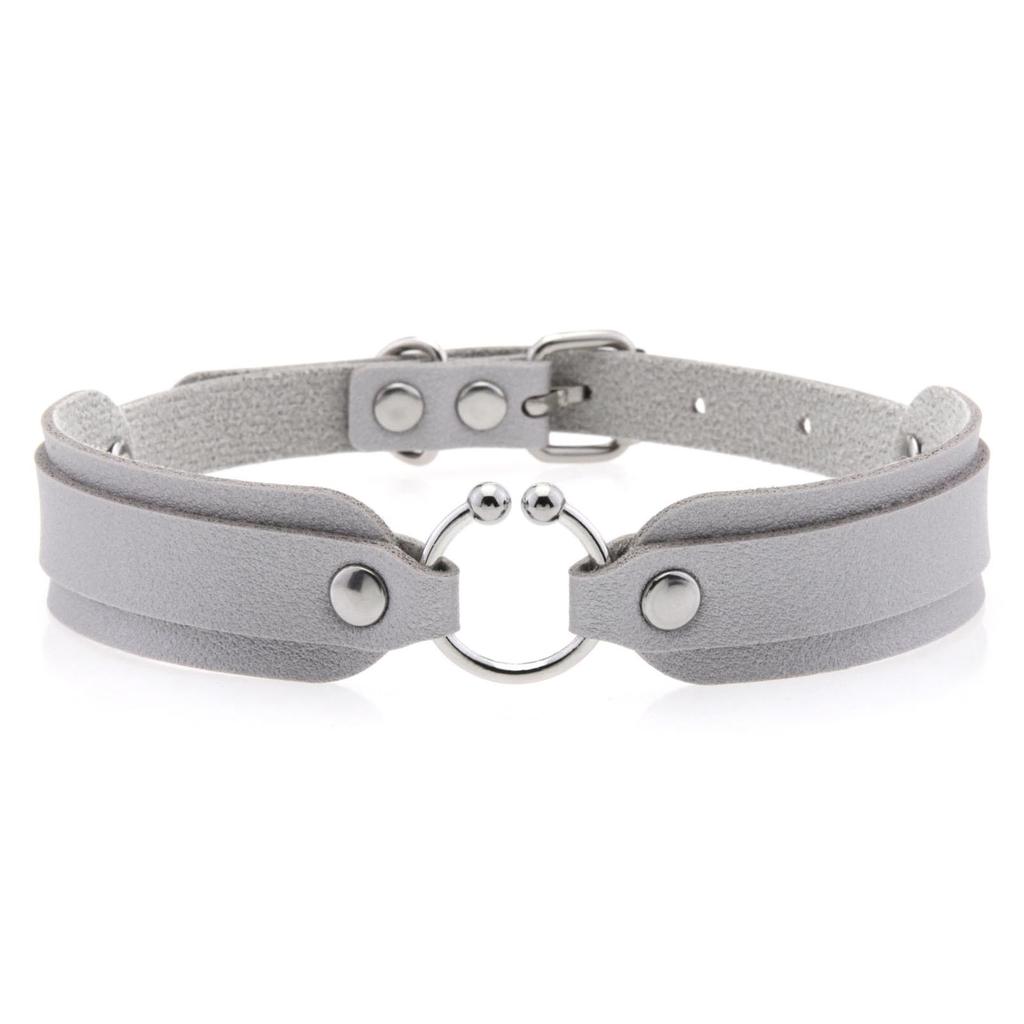 DIEZI Harajuku Gothic Cosplay PU Leather Choker Necklace For Women Men Punk Sexy Circle Pendant Torques Necklace Gift Jewelry