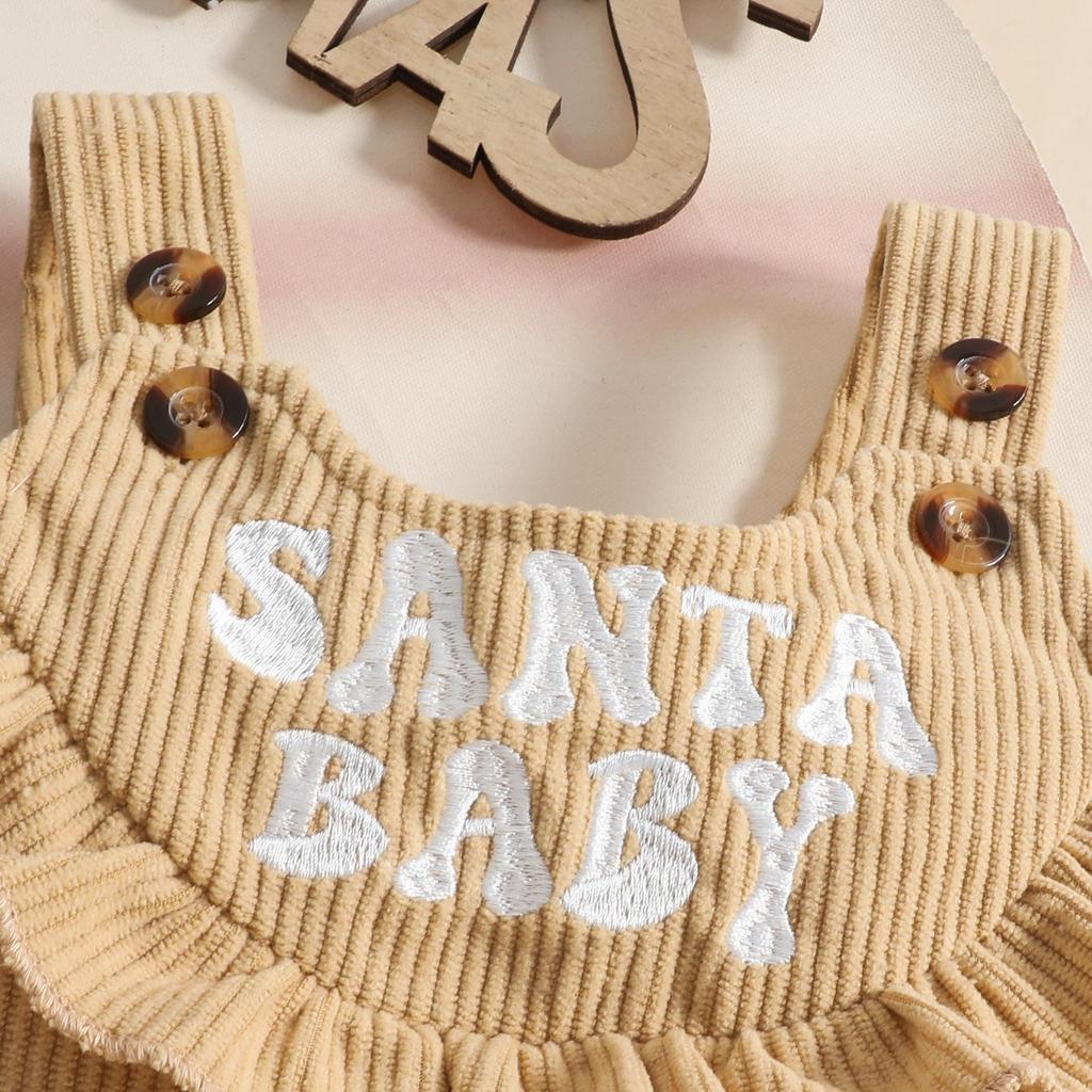 Baby Christmas Corduroy Suspender Skirt Set: Embroidered Dress Romper for Ages 0-1, European & American Style
