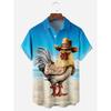 Camicia Corta Hawaiana da Uomo Stampa Pollo Cartone Animato Camicia Casual da Uomo Estate Quotidiano Street Fashion Camicia a Maniche Corte da Uomo