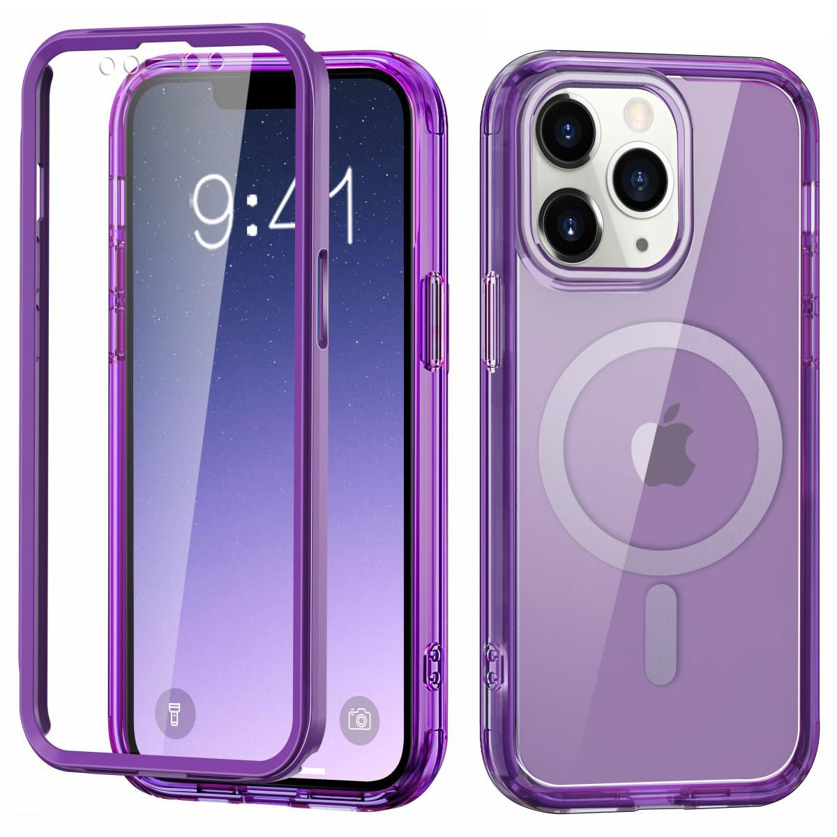 

Чохол для iPhone 11 Pro Max, сумісний з MagSafe, повний захист спереду/ззаду, прозорий чохол для телефону Dark Purple