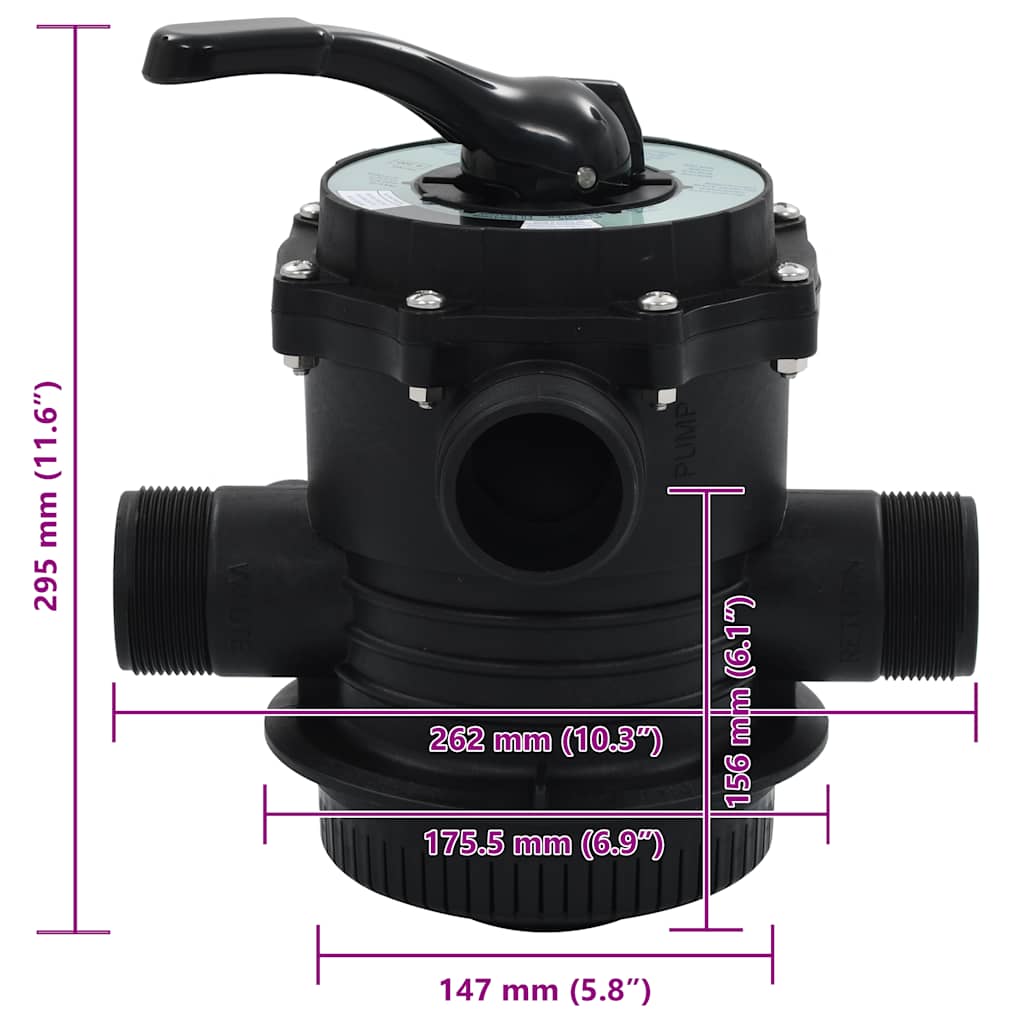 6 Way Multiport Valve for Sand Filter ABS 1.5