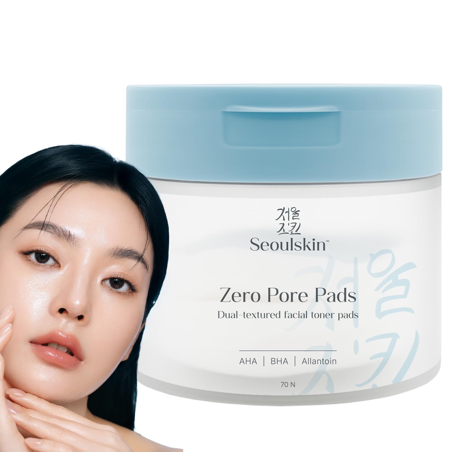 Пэды-тонер SeoulSkin Zero Pore | Отшелушивающие и увлажняющие пэды с двойной текстурой | AHA + BHA + Аллантоин | Уменьшают черные точки, жирность и видимость пор