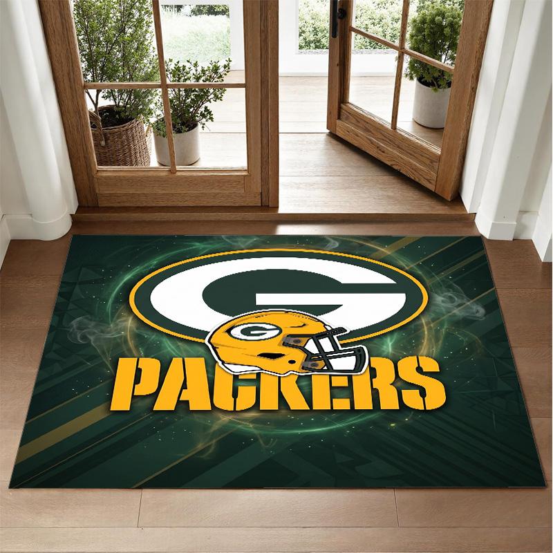 Green Bay Packers Design Crystal Velvet Rug Soft Decorative Mat for Bedroom Entrance
