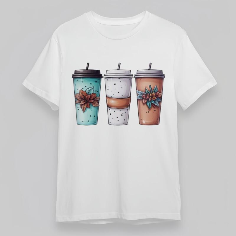 

Women s Plus Size Classic T-Shirt Floral Cup with Polka Dot Design Cotton Tee S