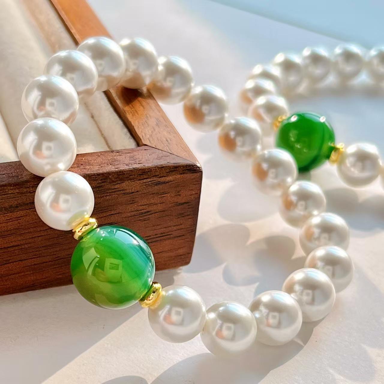 

Design Sense 10Mm Bead Imitation Pearl Natural Chalcedony Bracelet Bracelet