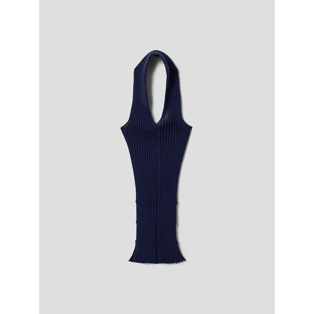 Anggae Crafted Rib Halter Dress Navy