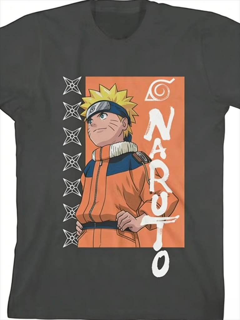 Naruto Youth Naruto Hot Blooded Style Tshirt Men with Anime Pattern Printed Short Sleeve Fashion High Quality Trendy Cotton Top