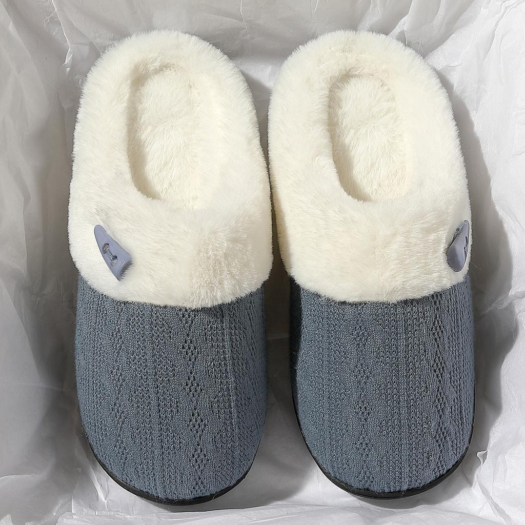 Striped cotton slippers 2025 new indoor home use thick bottom non-slip velvet thermal cotton drag