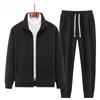 Autumn and Winter Sports Suit Men's Casual Solid Color Jacket Plus Velvet Stand-up Collar Jacket + Casual Pants Two-piece Suit