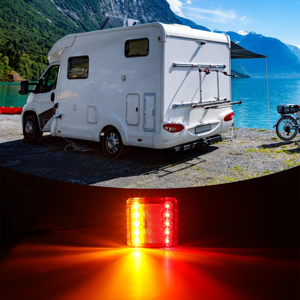 2PCS/Set 12/ 24V LED Trailer Lights Rear Tail Lights Square Tail Stop Indicator Truck Lamp Kit Indicator Stop Light Waterproof