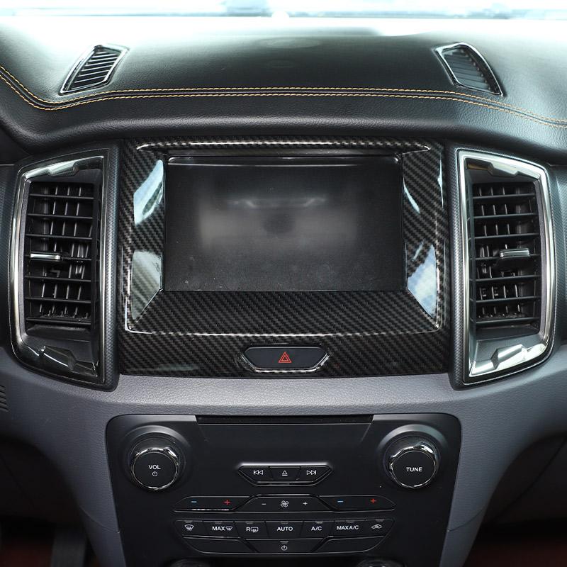 ABS Carbon Fiber Car Center Control Navigation Decorative Frame Sticker For For Ford Ranger Wildtrak 2015-2025 Car Accessories
