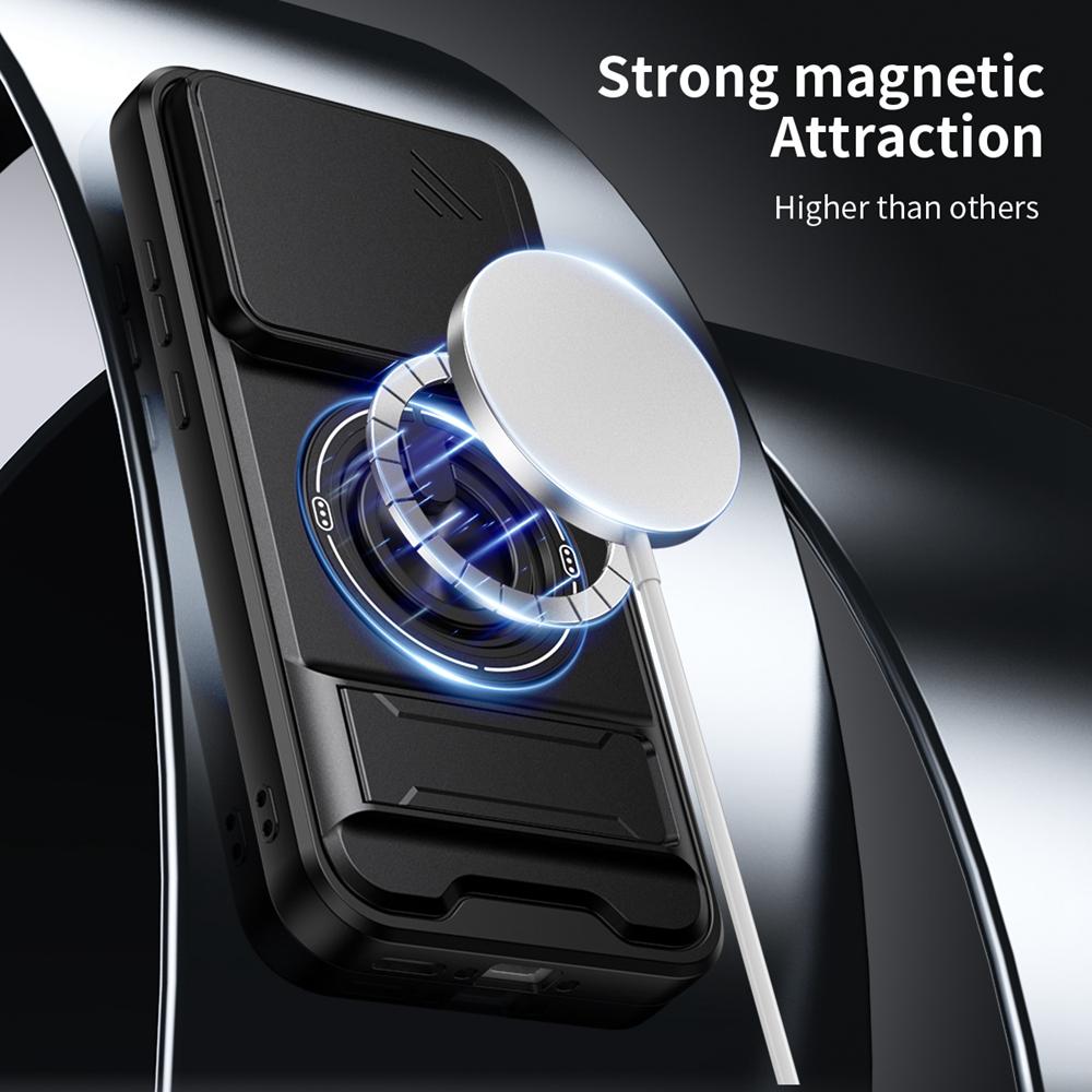KEYSION Magnetic Phone Case for Realme GT 8 Pro Slide Camera Lens Protection Upright Kickstand 360° Ring Shockproof Back Cover