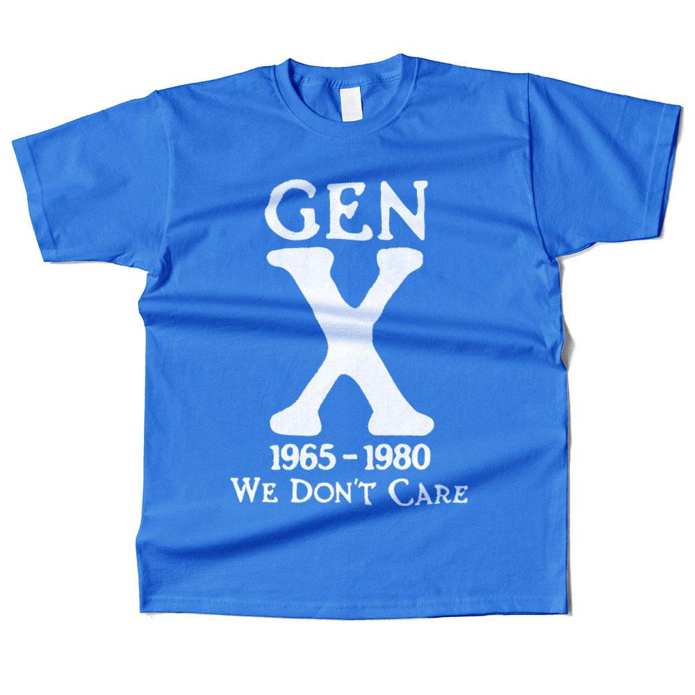 Mens Cotton Gen X 1965-1980 We Don't Care Graphic High Quality T Shirt Street Casual Style Tee for Men and Women