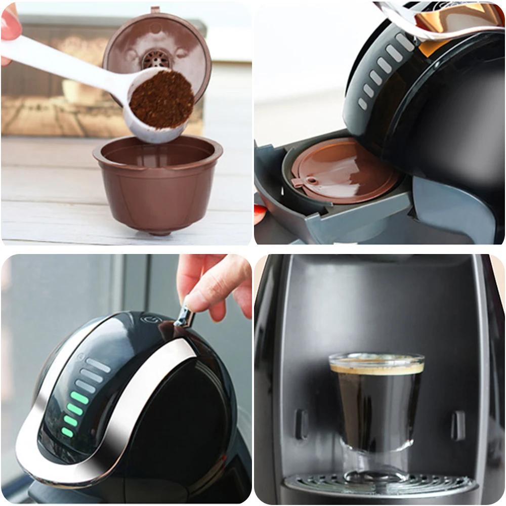1/6PCS Refillable Coffee Capsule Filter Cups for Nescafe Dolce Gusto Refillable Caps Filter Baskets Strainer Coffeeware Crema