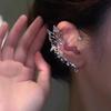 Fashion Metal Feather Ear Cuff Earrings for Women Exaggerated C-Shaped Ear Hook Without Ear Hole Clip On Earrings Decor Jewelry
