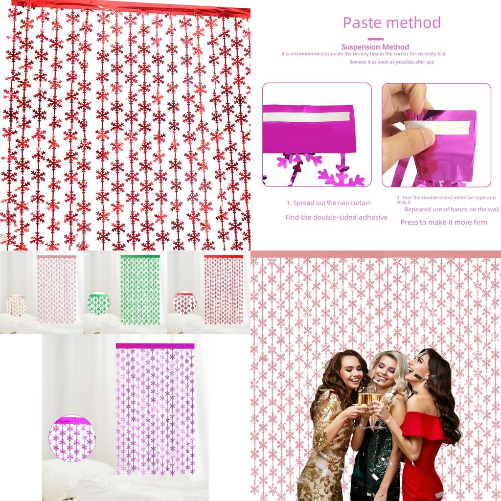 Fantastisk 2 meter jul snöflinga regngardin för festlig bakgrundsdekoration