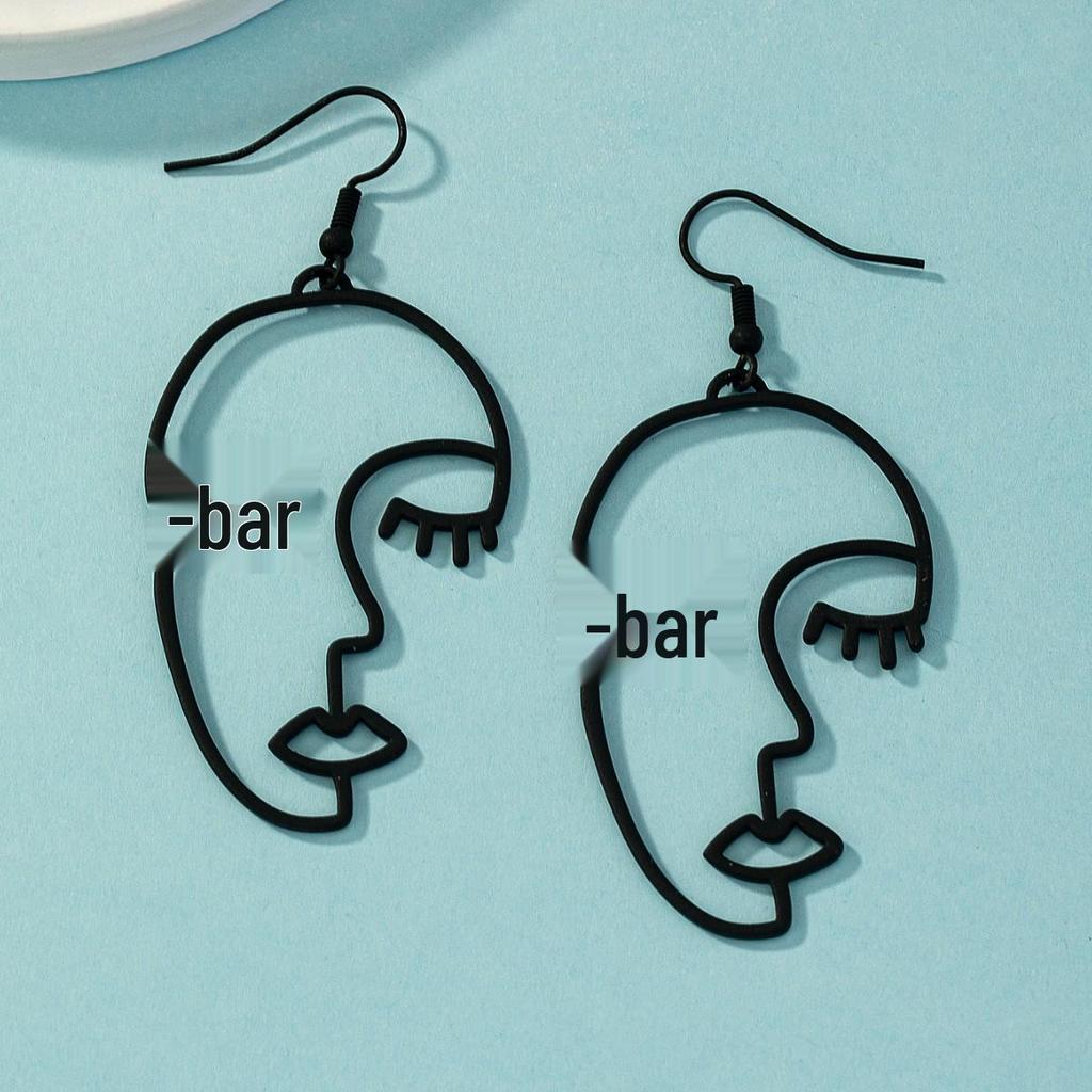 Trendy Abstract Black Long Dangle Earrings: European & American Style for Women