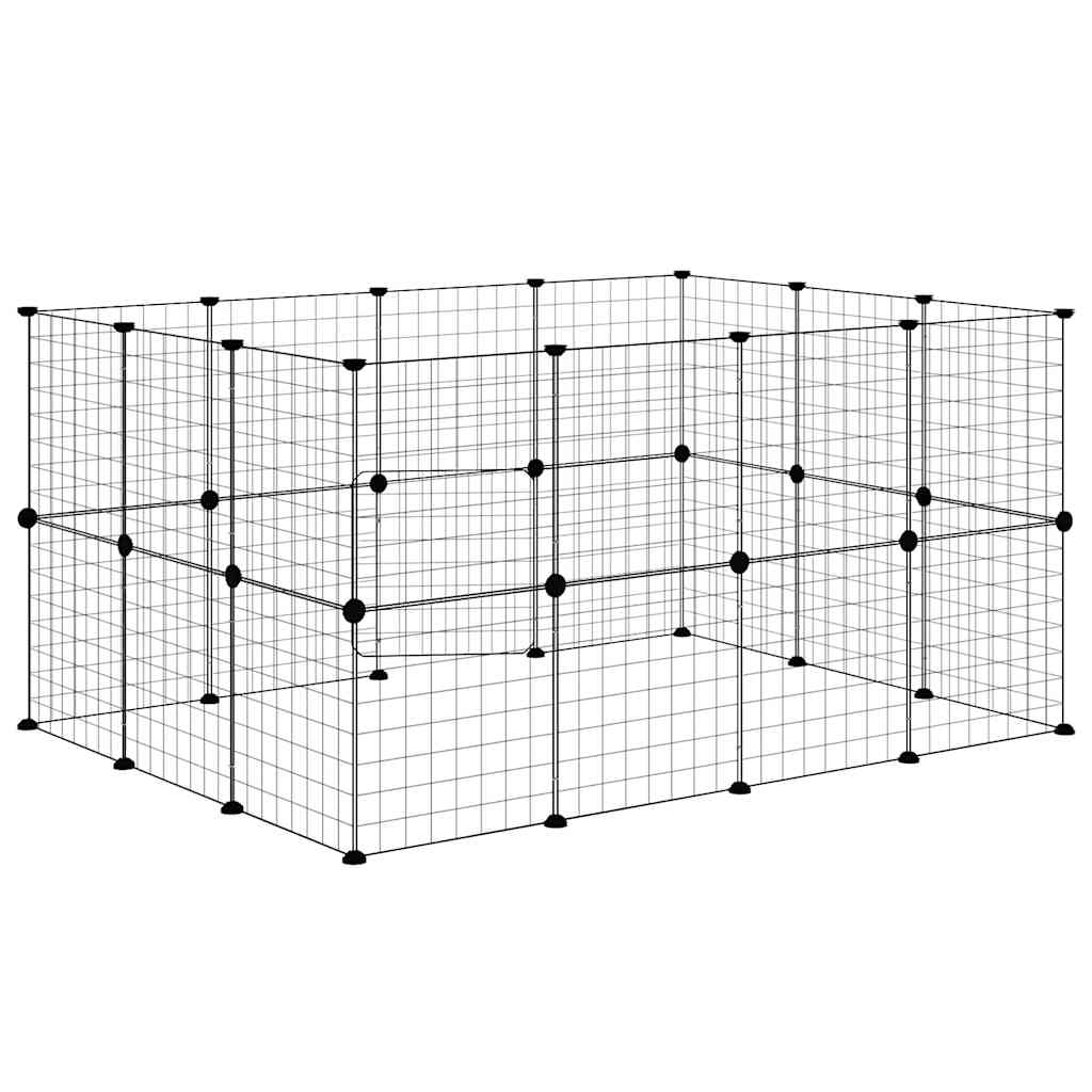 28 Piece Pet Cage with Door Black 35 X 35 Cm Steel