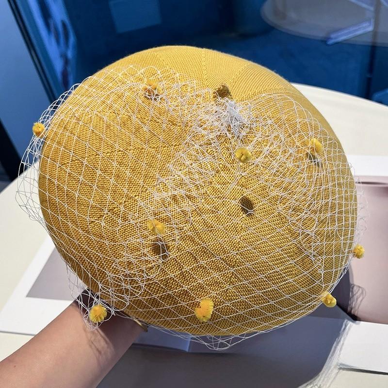 Stylish Mesh Cotton Beret Hat For Women With Vintage Design And Breathable Fit For Daily Use