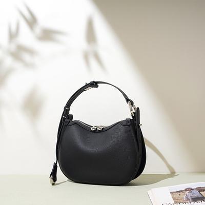 2026 Genuine Leather High-end Simple Hand-bag Cross-slung Saddle Bag Fashionable Niche Commuting Shoulder Women's