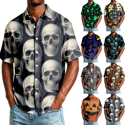 Men's Casual Short Sleeve Halloween Printed Shirt