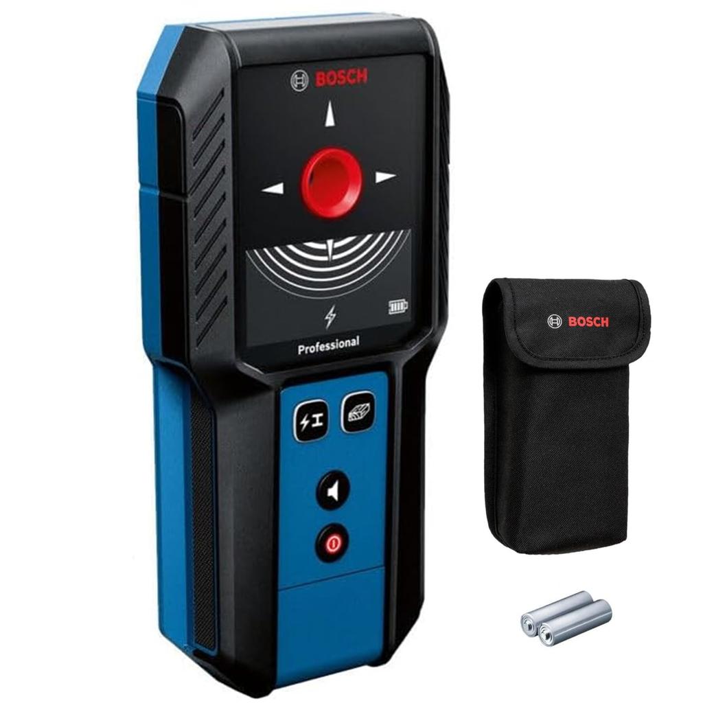 BOSCH Duvar Tarayıcısı ve Saplama Bulucu Duvarların Arkasındaki Metal ve Canlı Telleri Algılar 2 AA Pil ve Kılıf Dahil GMS120-27 Ahşap, -