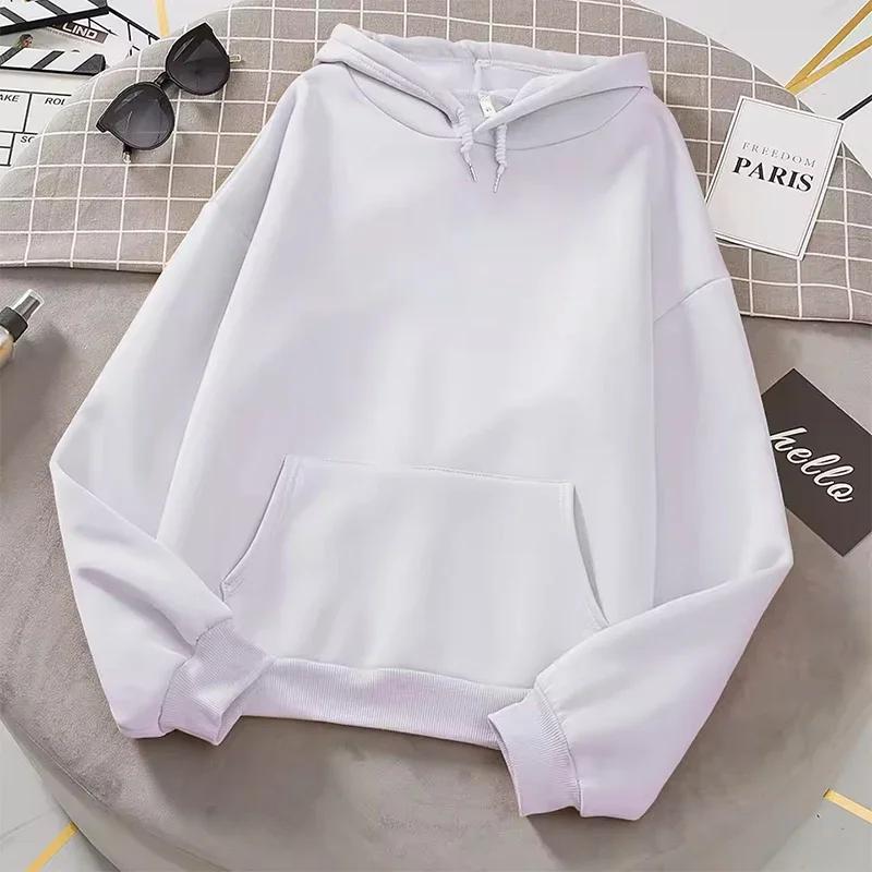 2025 Hot Sale Woman Pure Color Hoodie Urban Casual Fashion Hooded Sweatshirts All Season Female Trend Sporty Pullover Streetwear