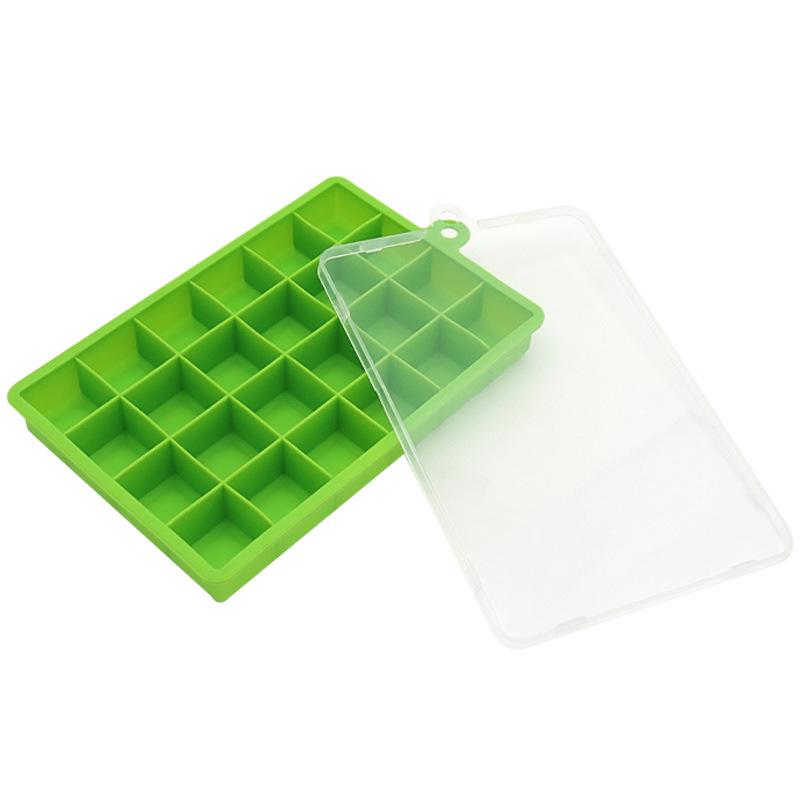 24-Compartment Food-Grade Silicone Ice Cube Tray with Lid - Easy Release Square Ice Mold
