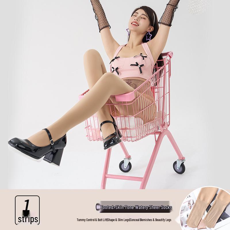 Women's High Waist Nude Feel Sheer Black Leggings with Velvet-Lined Tights