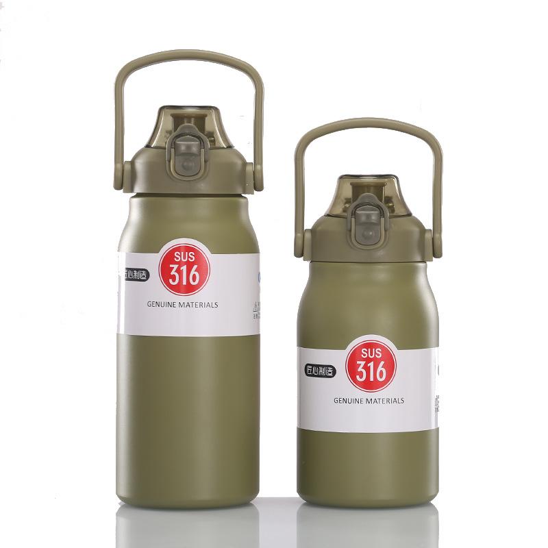 

Space Pot 316 Stainless Steel Vacuum Spray With Straw, Sports Water Cup, Bounce Cover Portable Travel Cup 1000ml зелений