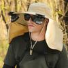 Solar Fan Hat with Neck Flap UPF 50+ UV Protection Hat with 2 Solar Fans Breathable Men Summer Outdoor Activities Fishing Wide Brim Bucket Cap