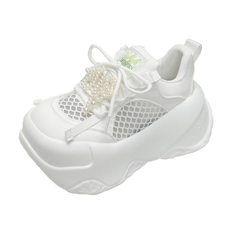 Fashion 8cm Women Summer Air Mesh Microfiber Platform Wedge Slides Shoes Mules Shoes Women Chunky Sneakers Sandals Breathable