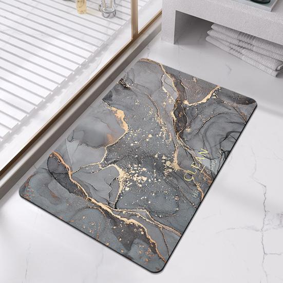 Marble Print Bathroom Rug Diatomaceous Earth Absorbent Entrance Rug Non Slip Door Mat Marbling Floor Mat