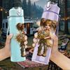 1PC Messy Hair Rag Doll Girl Character Print 750ml Color Plastic Sports Water Bottle Leakproof Flip Straw Lid Suitable for Sports Office Home Use