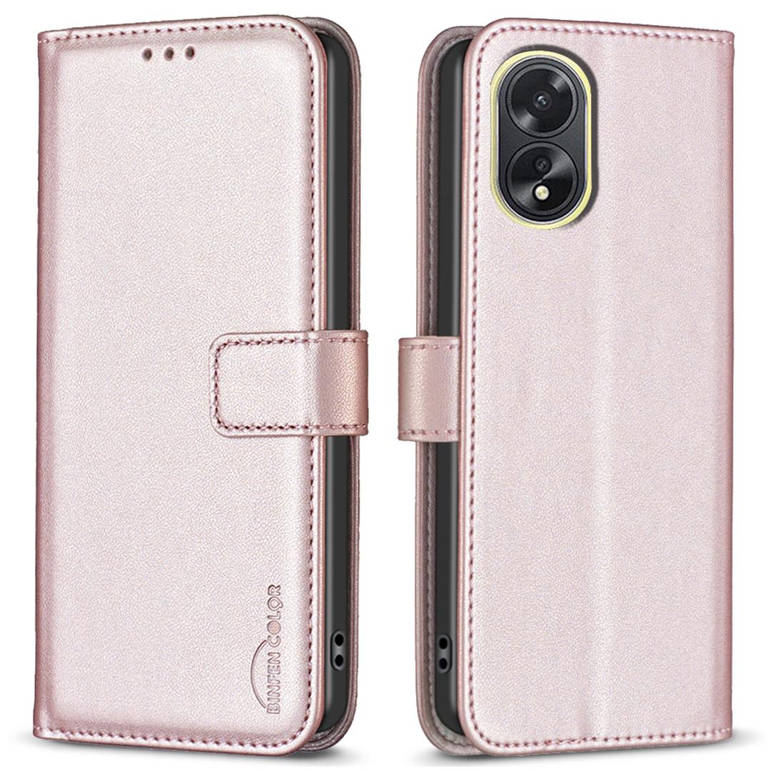 

BINFEN COLOR BF17 For Oppo A38 4G PU Leather Stand Wallet Cover Fall Protection Phone Case Rose Gold