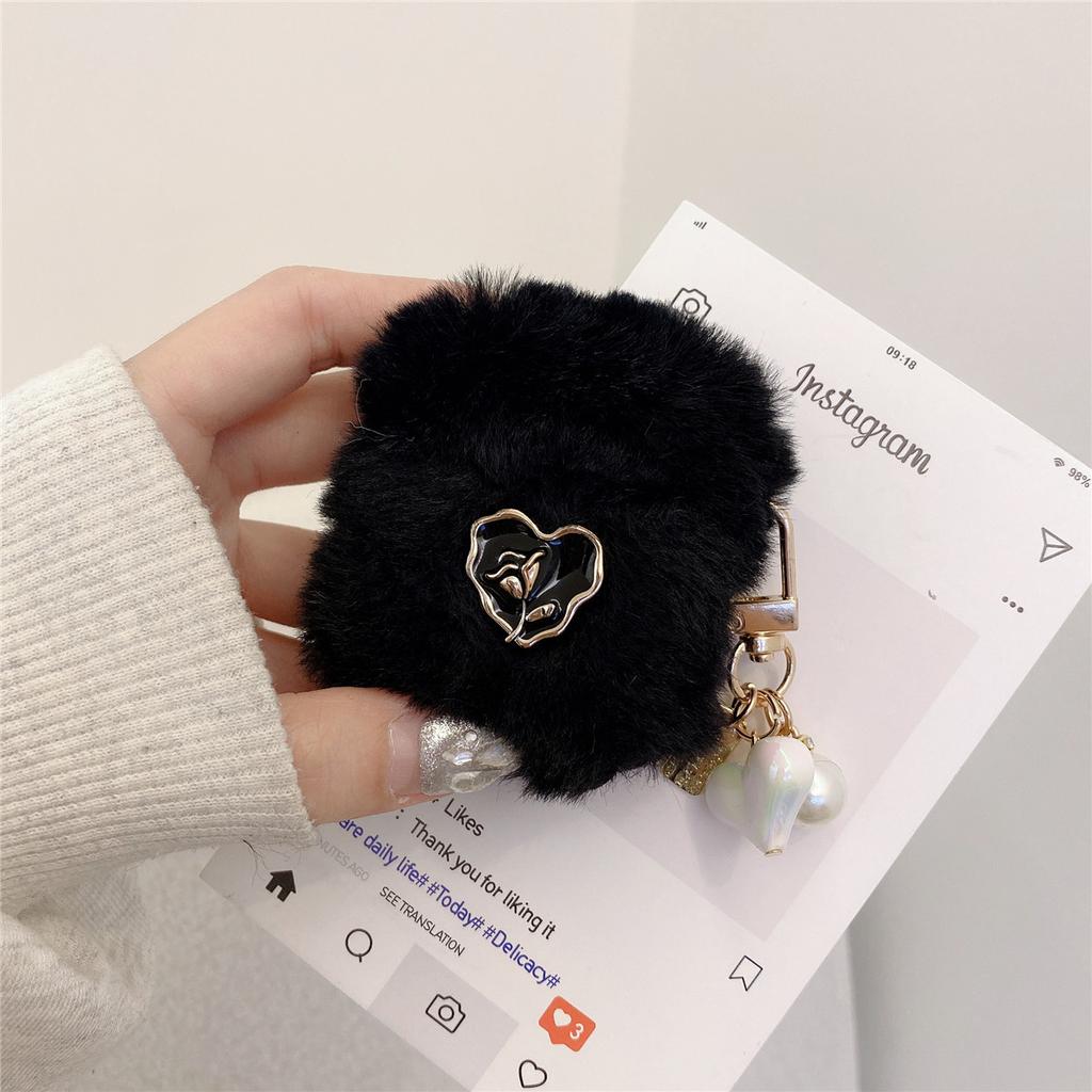 Compatible with Plush Heart Rose Apple AirPods 1st Gen Bluetooth Earphone Protective Case Pro1 Earphone Case Apple 1
