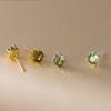 925 Sterling Silver Peridot Green CZ Stud Earrings for Women Vintage Royal Crown Six-Prong Zirconia Earrings Fine Jewelry