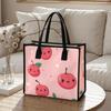 Cute Cherry Printed Tote Bag Casual Lightweight Handbag for Daily Shopping Use