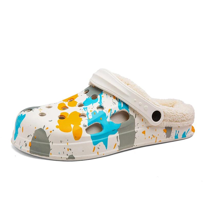 

Новые стильные зимние тапочки из ЭВА для дома, мужские нескользящие хлопковые модные тапочки, теплые плюшевые повседневные мужские туфли, индивидуальная горячая распродажа 44-45 белый