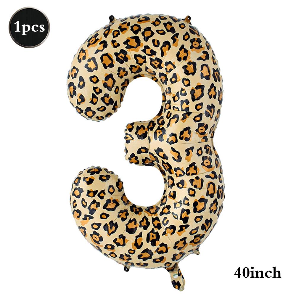 Leopard Print Number Foil Balloons 0-9 Jungle Safari Animal Theme Kids Birthday Party Decorations Baby Shower Helium Toys Globos