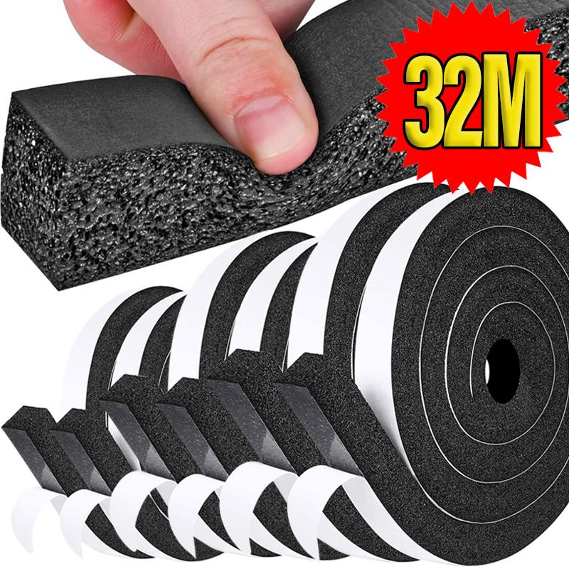 32M Self-Adhesive Foam Window Sealing Strip Weather Stripping Door Resilience Seal Tape Soundproof Windproof Insulation Strips