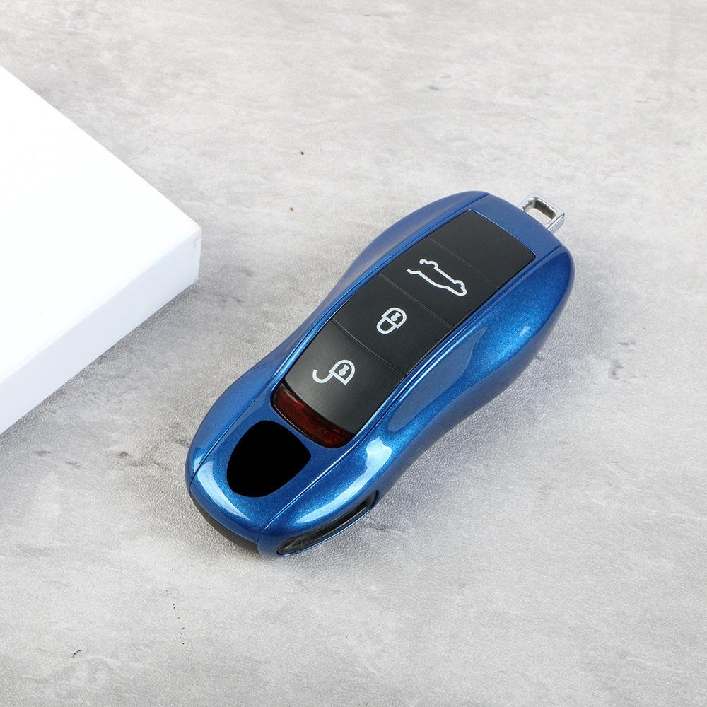 Edelsteinblauer Schlüsselanhänger für Porsche Cayenne, Panamera, 911, Macan, 718