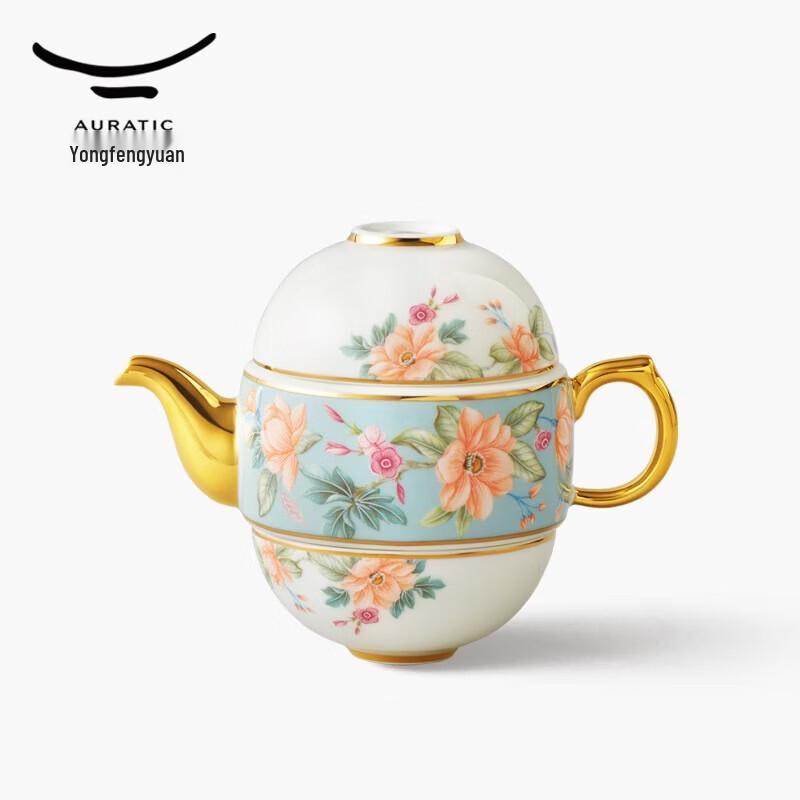 Auratic Celadon Age Floral Ceramic Travel Tea Set