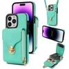 Crossbody Lanyard Leather Zipper Wallet Phone Case for iPhone 17 Air 16E 16 Pro Max 15 Plus 14 13 12 11 XS XR X Flip Stand Cover